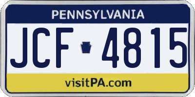 PA license plate JCF4815