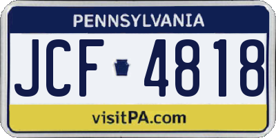PA license plate JCF4818