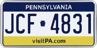 PA license plate JCF4831