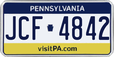 PA license plate JCF4842