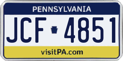PA license plate JCF4851
