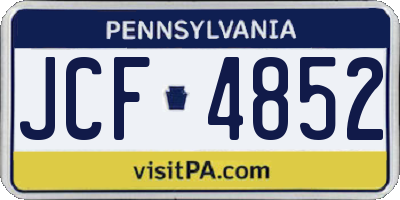 PA license plate JCF4852