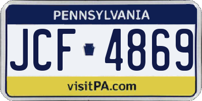 PA license plate JCF4869