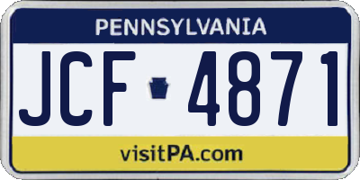 PA license plate JCF4871