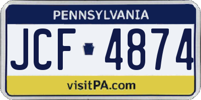PA license plate JCF4874