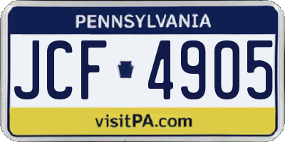PA license plate JCF4905