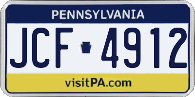 PA license plate JCF4912