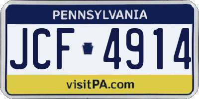 PA license plate JCF4914
