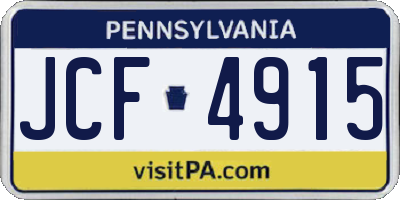 PA license plate JCF4915