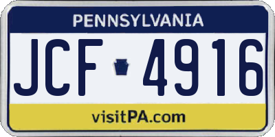 PA license plate JCF4916