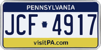 PA license plate JCF4917
