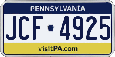 PA license plate JCF4925