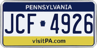 PA license plate JCF4926