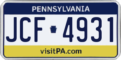 PA license plate JCF4931
