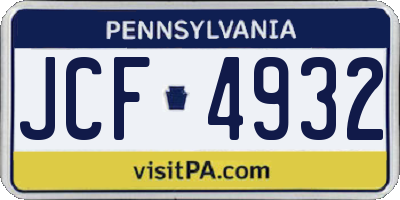PA license plate JCF4932