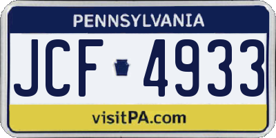 PA license plate JCF4933