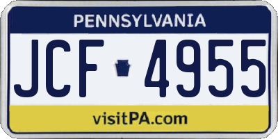 PA license plate JCF4955