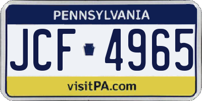 PA license plate JCF4965