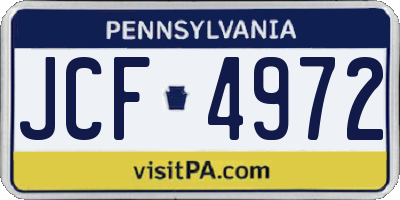 PA license plate JCF4972