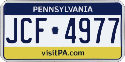 PA license plate JCF4977