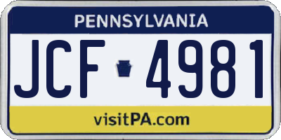 PA license plate JCF4981