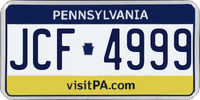 PA license plate JCF4999
