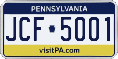 PA license plate JCF5001