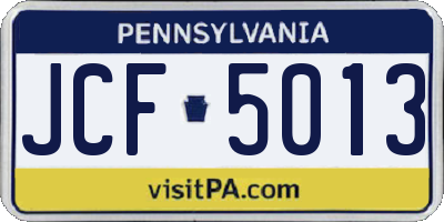 PA license plate JCF5013