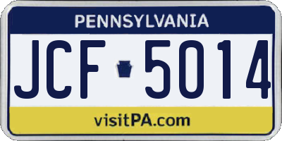 PA license plate JCF5014