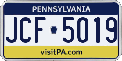PA license plate JCF5019