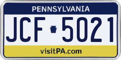 PA license plate JCF5021