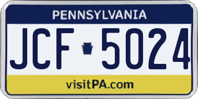 PA license plate JCF5024