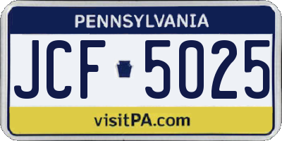 PA license plate JCF5025