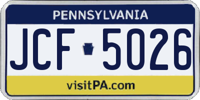 PA license plate JCF5026