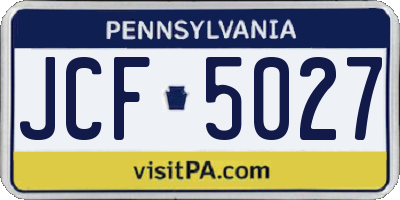 PA license plate JCF5027