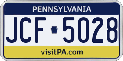 PA license plate JCF5028
