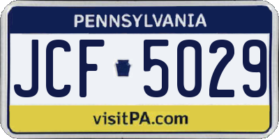 PA license plate JCF5029