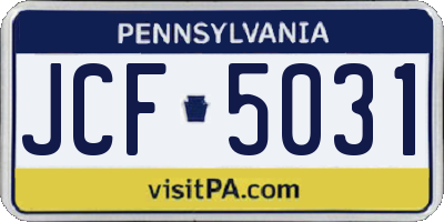PA license plate JCF5031