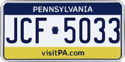 PA license plate JCF5033