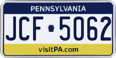 PA license plate JCF5062
