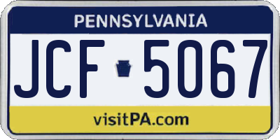 PA license plate JCF5067