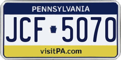 PA license plate JCF5070