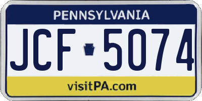 PA license plate JCF5074