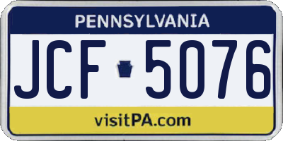 PA license plate JCF5076
