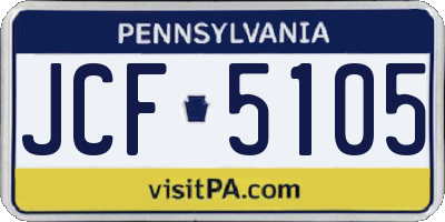 PA license plate JCF5105