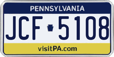 PA license plate JCF5108