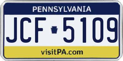 PA license plate JCF5109