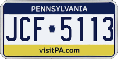 PA license plate JCF5113
