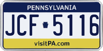 PA license plate JCF5116