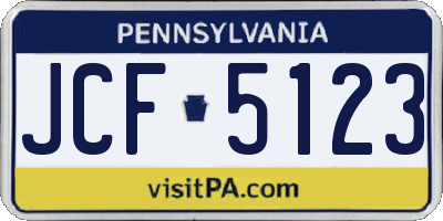 PA license plate JCF5123